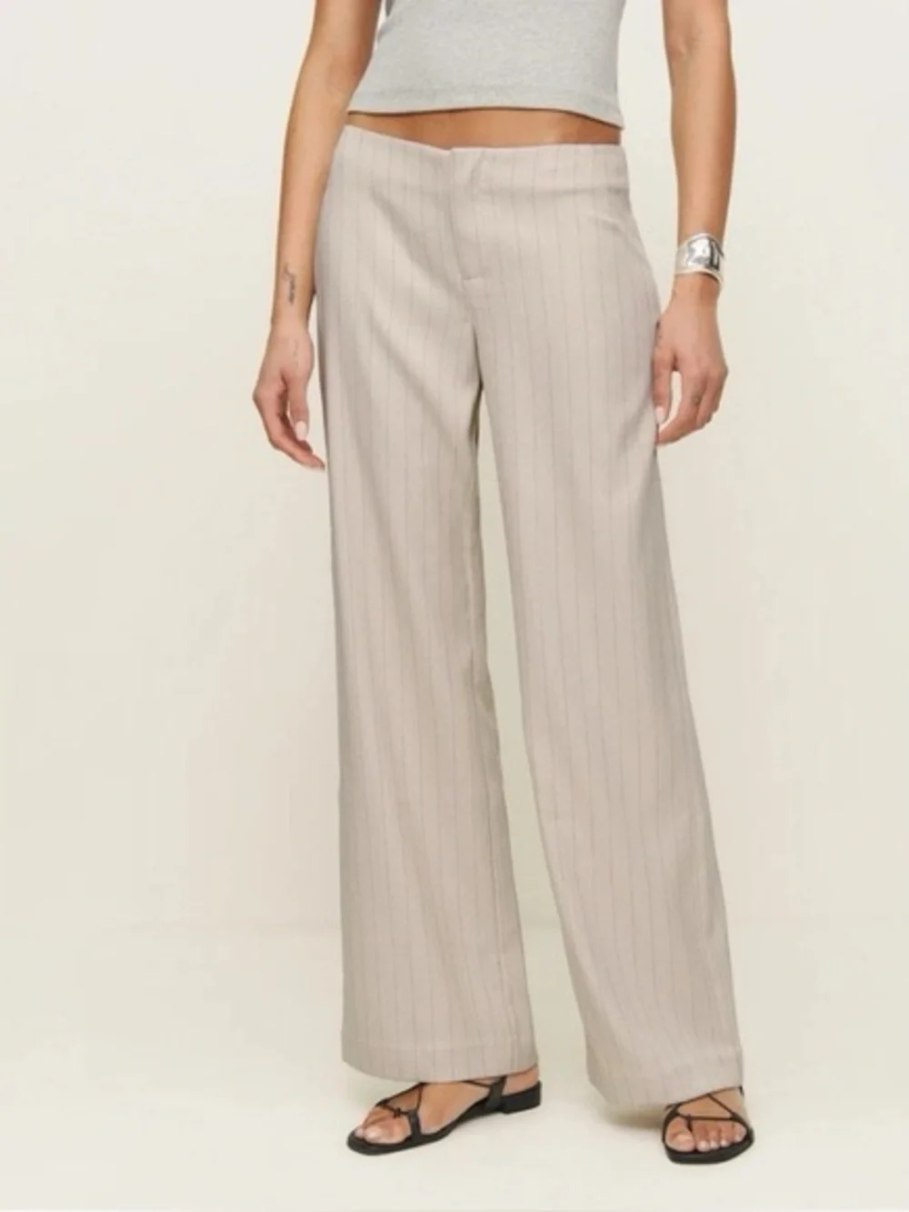 Reformation Vida Low Rise Pant Trouser Dune Stripe Size 10 - Picture 2 of 7
